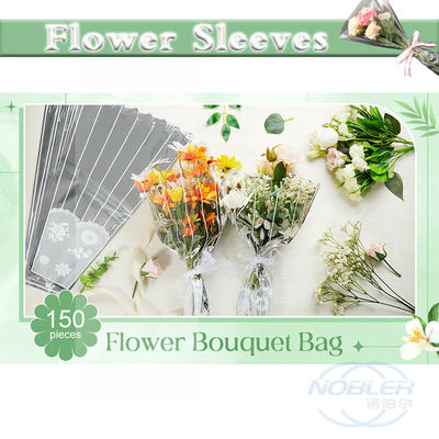 Wegwerfdie blumen-Blumenstrauß-Ärmel-Plastikverpackung sackt 150Pcs mit Streifen und Spitze-Dekor ein