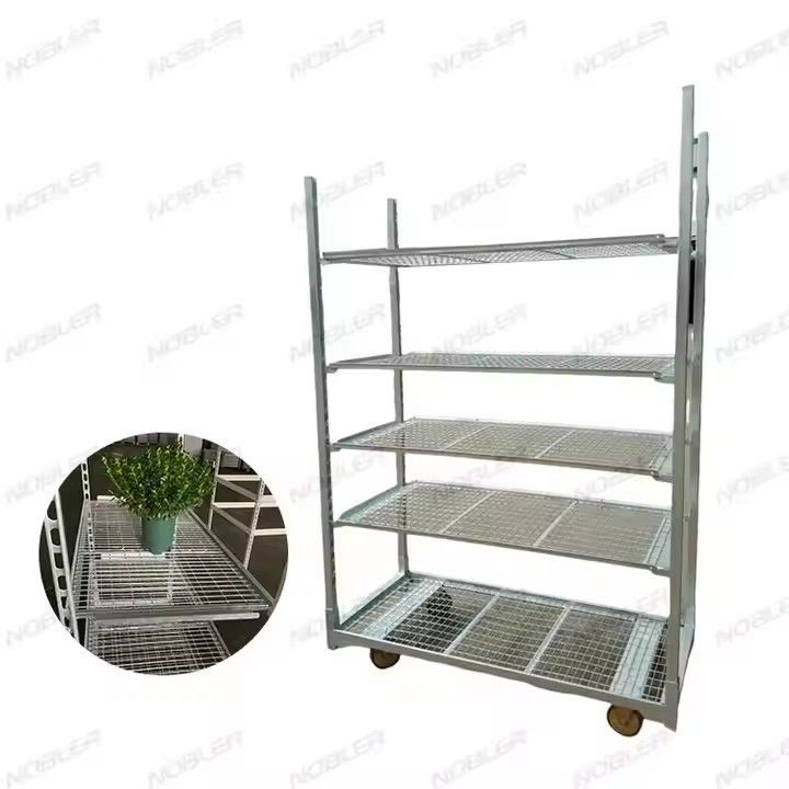 Shelf Height 25cm Dutch Flower Trolley Offering 100KG Storage Capacity per Shelf and PP Wheel for Smooth Flower Delivery