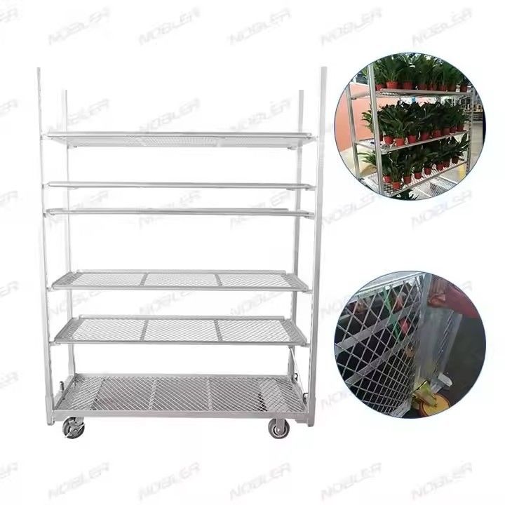 100KG shelf capacity flower trolley offering 25cm shelf height optimized for professional flower arrangement transport
